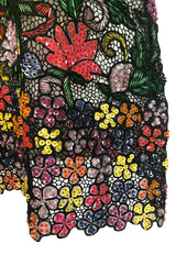 1960s Unlabeled Hand Made & Beaded and Sequin Netted Cord Dress
