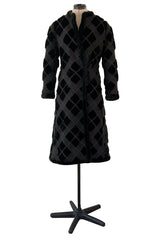 Fantastic 1970s Givenchy Top Stitched & Pacthwork Mixed with Faux Fur Deep Brown Coat