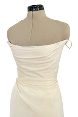 Beautiful 2001 Richard Tyler Ivory Silk Chiffon Corset Dress w Gathered Back