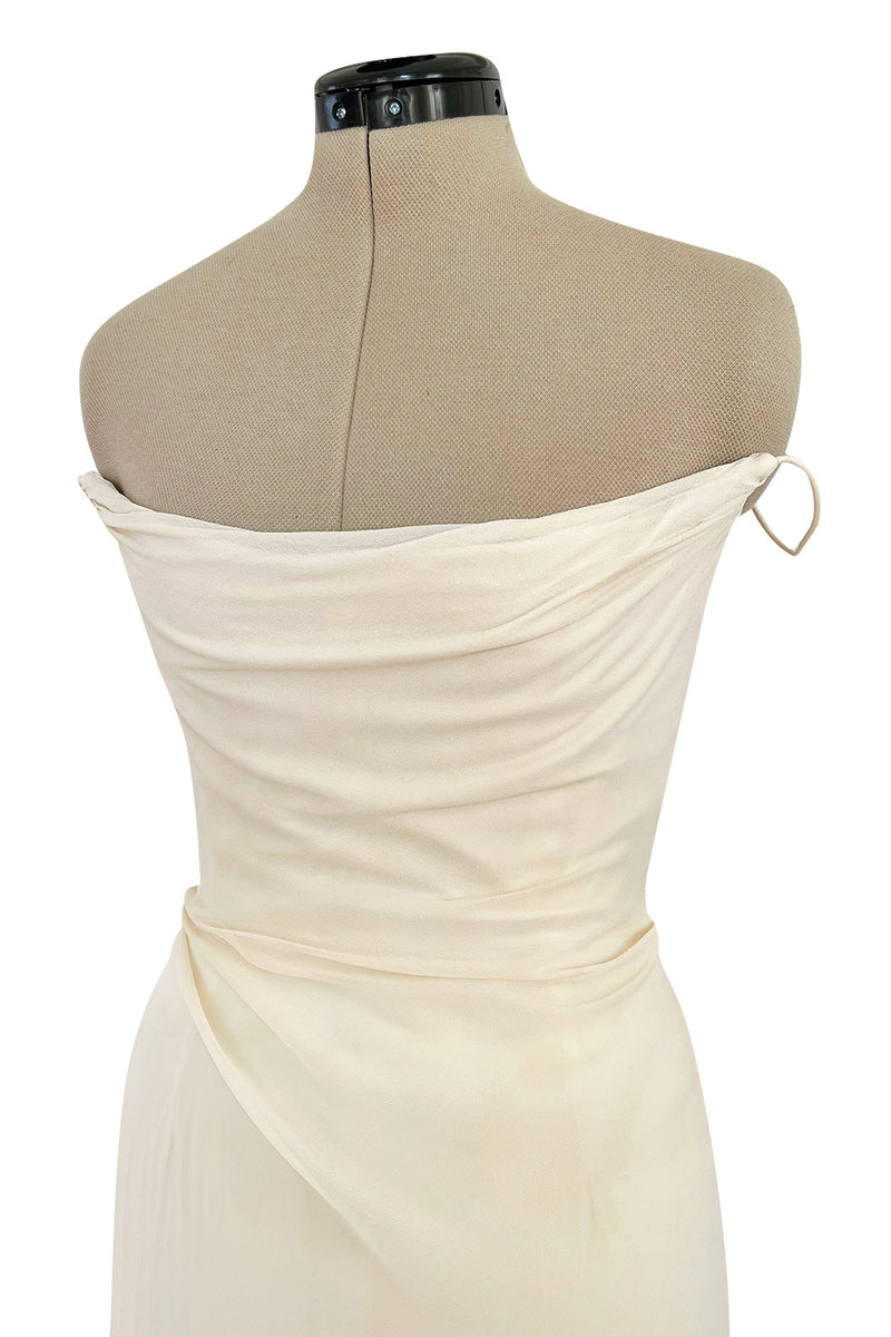 New Ivory Satin Corset top with Chiffon draped neckline by Orchard Corset