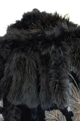Extraordinary 1920s Evening Velvet & Feather Flapper Coat Cape