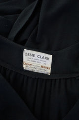 c1969 Iconic Ossie Clark "Graduation" Black Plunge Dress