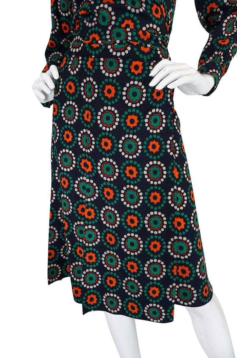 1971 Yves Saint Laurent Wrap Print Skirt & Top Set