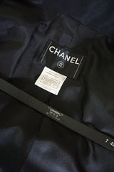 2006A Chanel Black Silk Tulle Edged Trench Coat