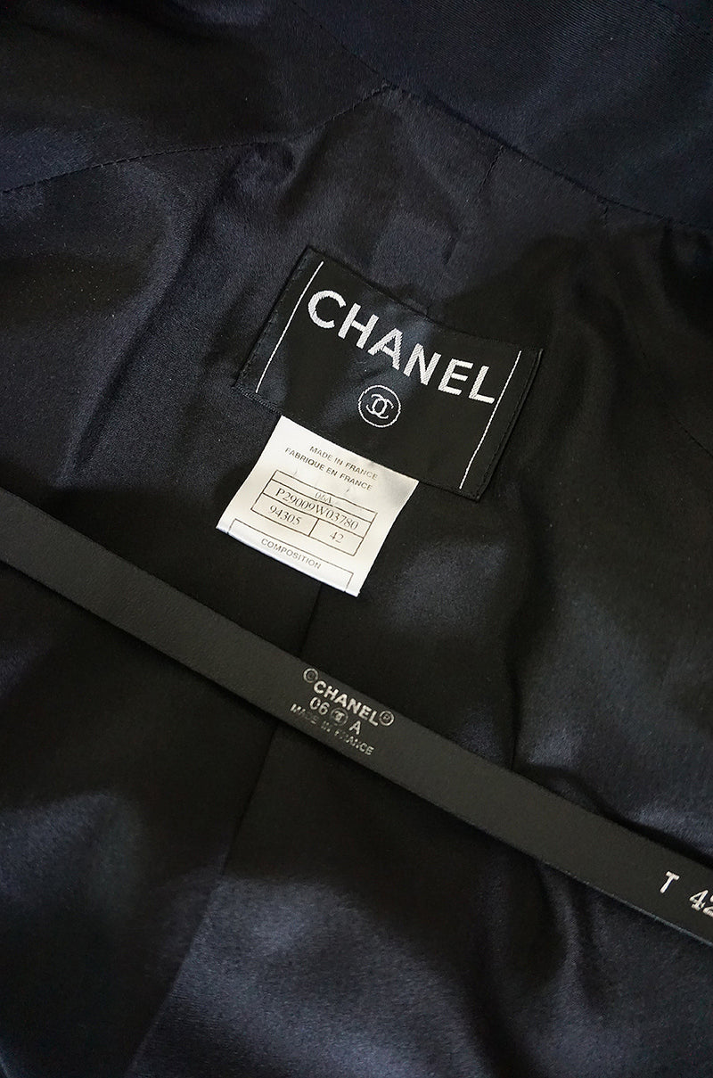 2006A Chanel Black Silk Tulle Edged Trench Coat