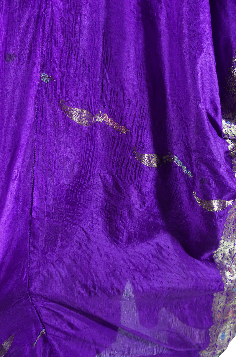 1960s Sleeved Purple Silk & Gold Thread Caftan