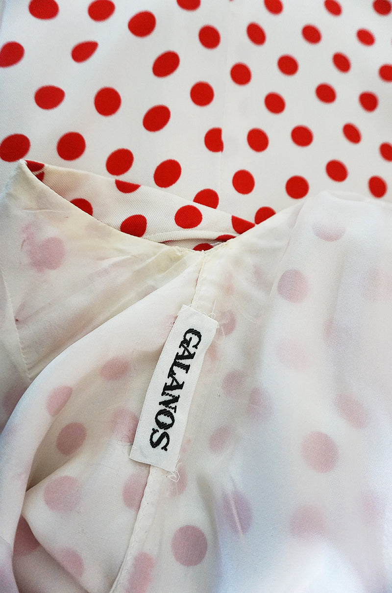 Fun 1970s James Galanos Red & White Dotted Jumpsuit