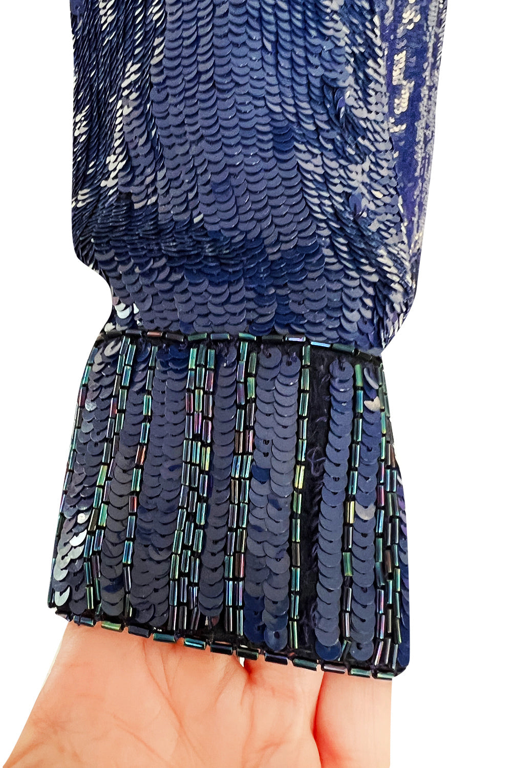 Fall 1985 Yves Saint Laurent Densely Covered Blue Sequin Top