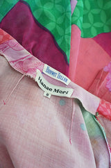 1970s Pink Print Cotton Voile Hanae Mori Wrap Dress