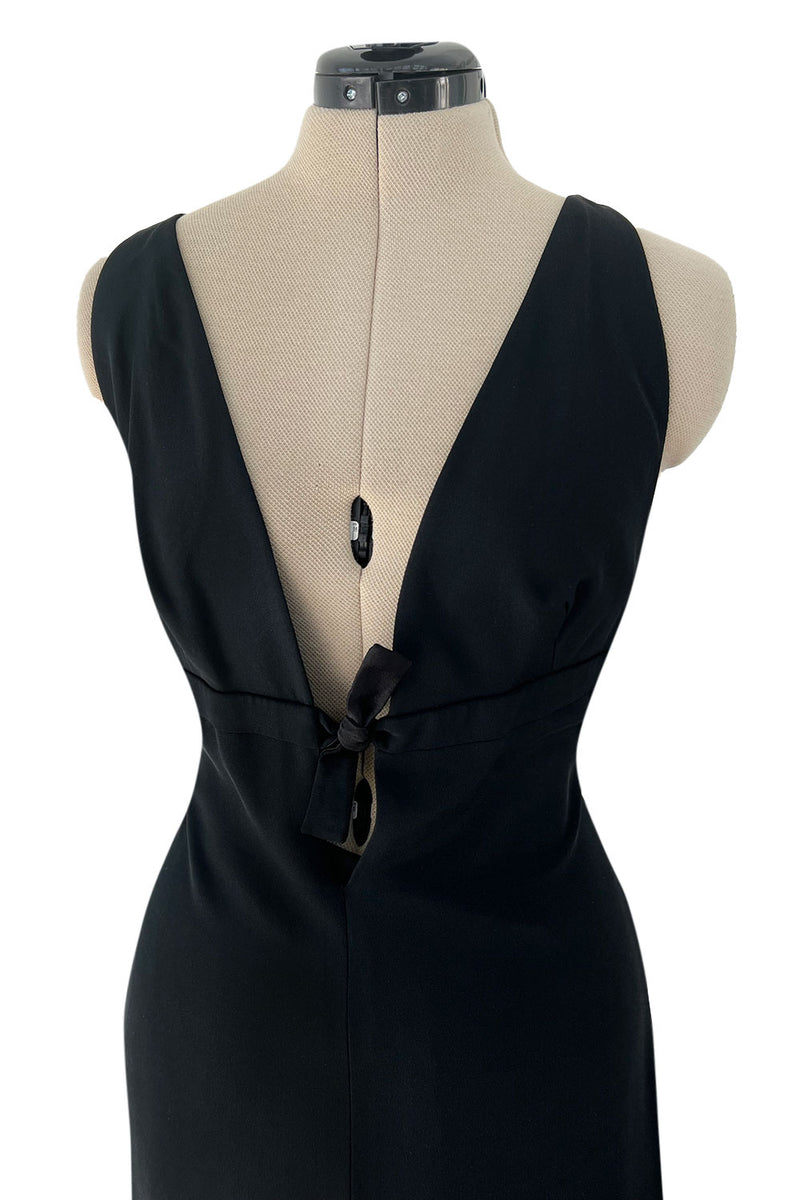 Stupendous Spring 2008 Valentino Original Runway Black Front & Back Plunge Bow Dress