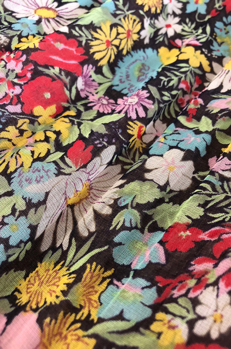 Documented 1975 Yves Saint Laurent Floral Print Off Shoulder Dress