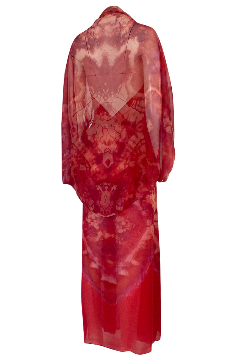 1970s Lillie Rubin Tie Dye Silk Dress w Low Back and Halter Front