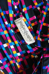 c1982 Haute Couture Yves Saint Laurent Silk Dress