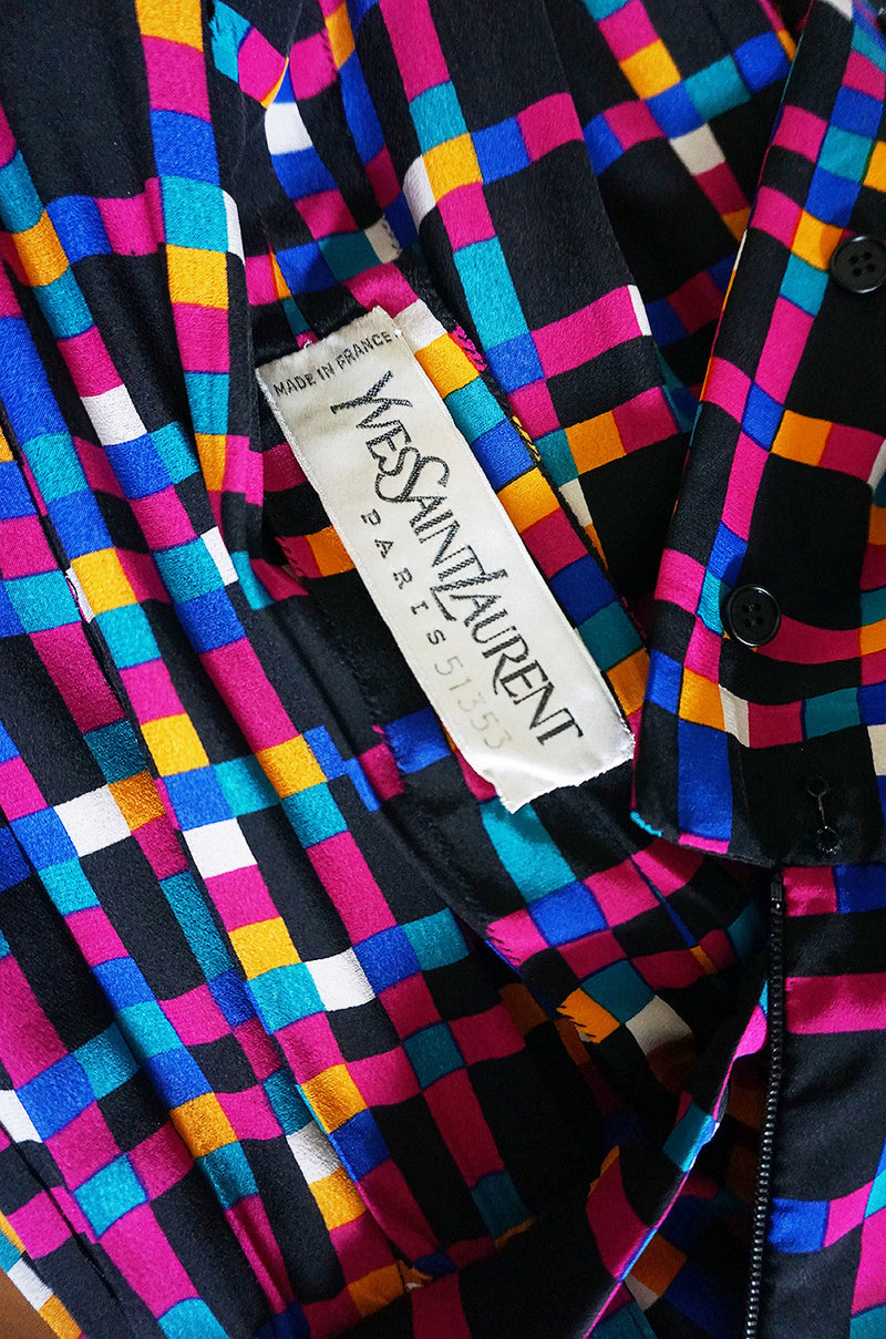 c1982 Haute Couture Yves Saint Laurent Silk Dress