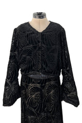 Stunning 1930s Part Transparent Art Deco Pattern Cut Velvet Dress & Matching Jacket