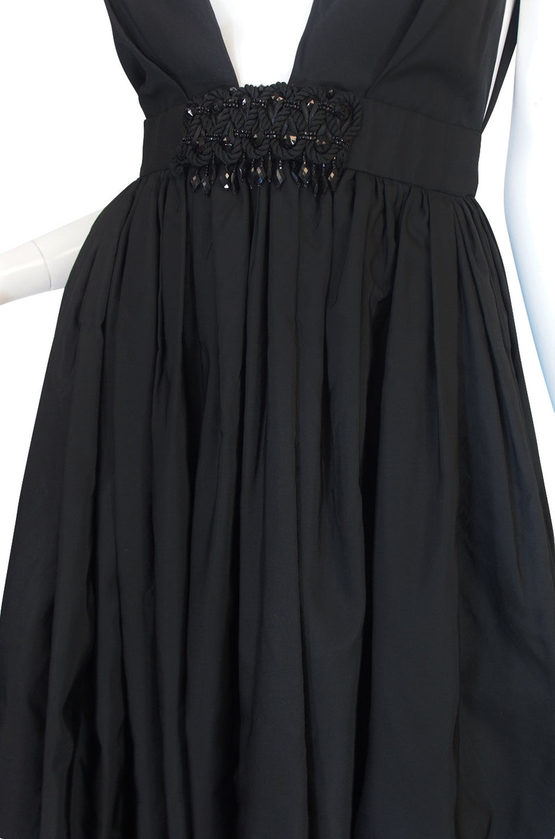 c1967 Plunging Black Silk George Halley Gown