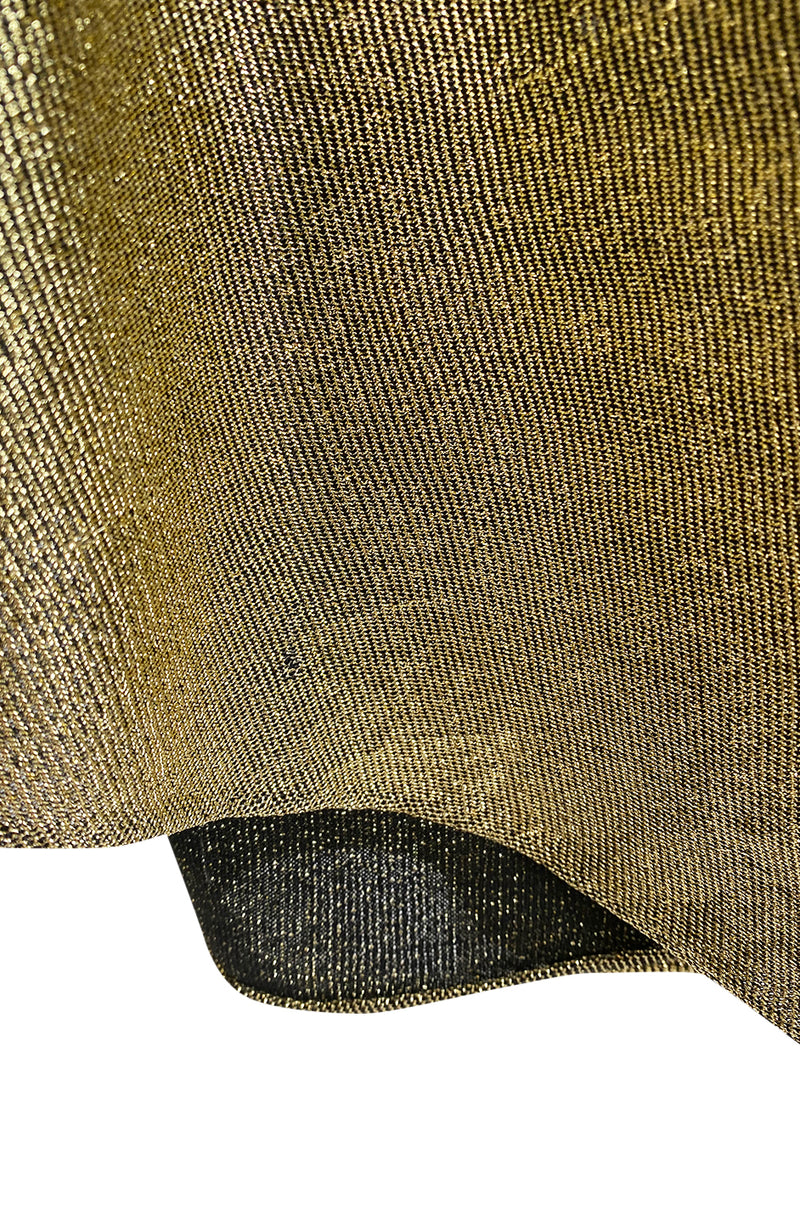 c.1978 Halston One Shoulder Gold Lame Jersey Full Length Maxi Dress