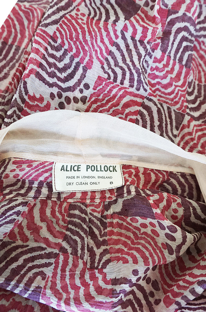 Rare 1960s Silk Crepe Alice Pollock Top