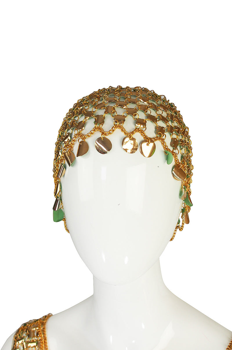 Rare 1970s Paco Rabanne Chain Mail Dress & Headpiece