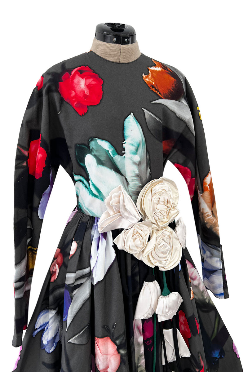 Gorgeous Fall 2019 Prada Cotton Floral Dress with Elaborate Floral Applique