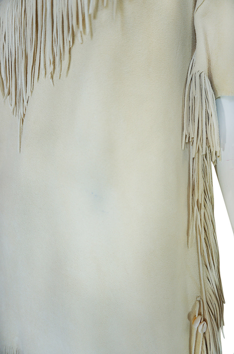Exceptional 1960s Fringe Cream Deerskin Mini Dress