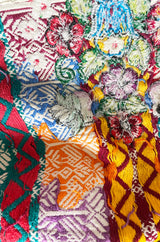 Vintage Mexican Artisan Bright Coloured Pattern Hand Embroidered Flowers & Birds Top