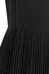 1970s Chloe by Karl Lagerfeld Black Silk Chiffon Tiny Knife Pleated Empire Bodice Dress