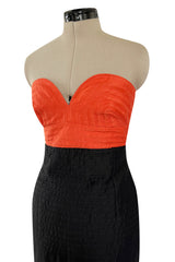 Killer Spring 1989 Gianni Versace Couture Strapless Topstitched Dress W Back Buttons & Cut Out