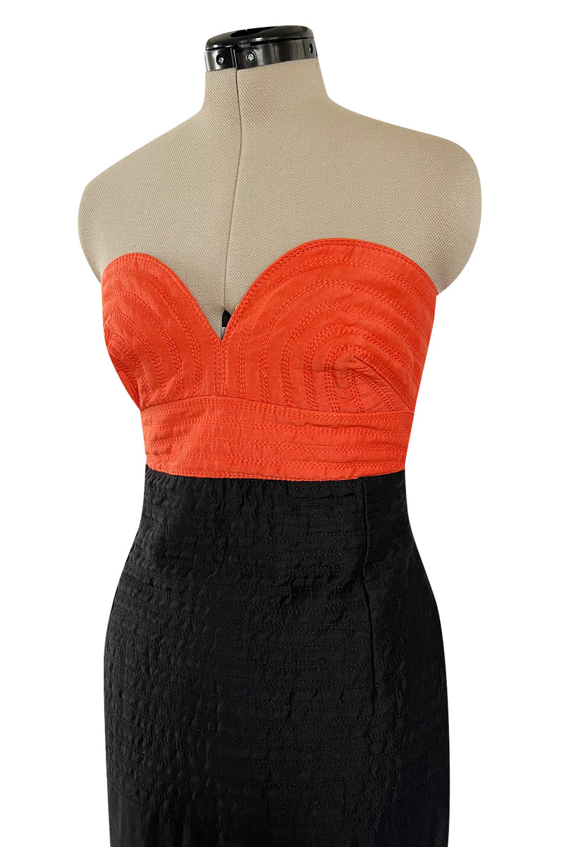 Killer Spring 1989 Gianni Versace Couture Strapless Topstitched Dress W Back Buttons & Cut Out
