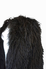 Rare c1970 Yves Saint Laurent Black Ostrich Feather Coat
