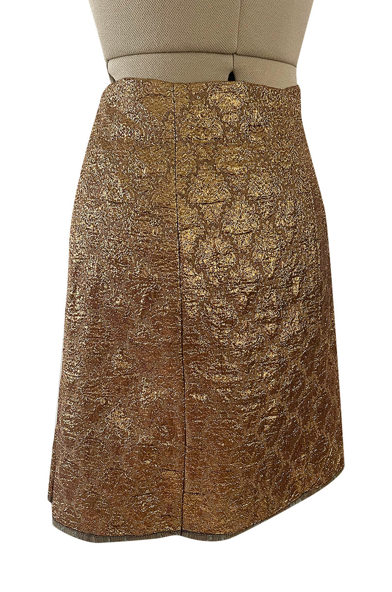 Gorgeous Spring 2002 Prada Runway Skirt Look 47 Gold Silk Metallic Lame Skirt
