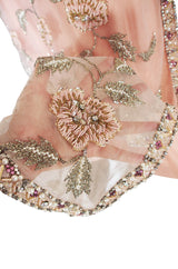1960s French Hand Bead & Rhinestone Net Gown