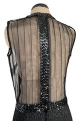 Amazing 1960s Jean Varon Sheer Sequin Bodice Jumpsuit w Wide Textured Pants
