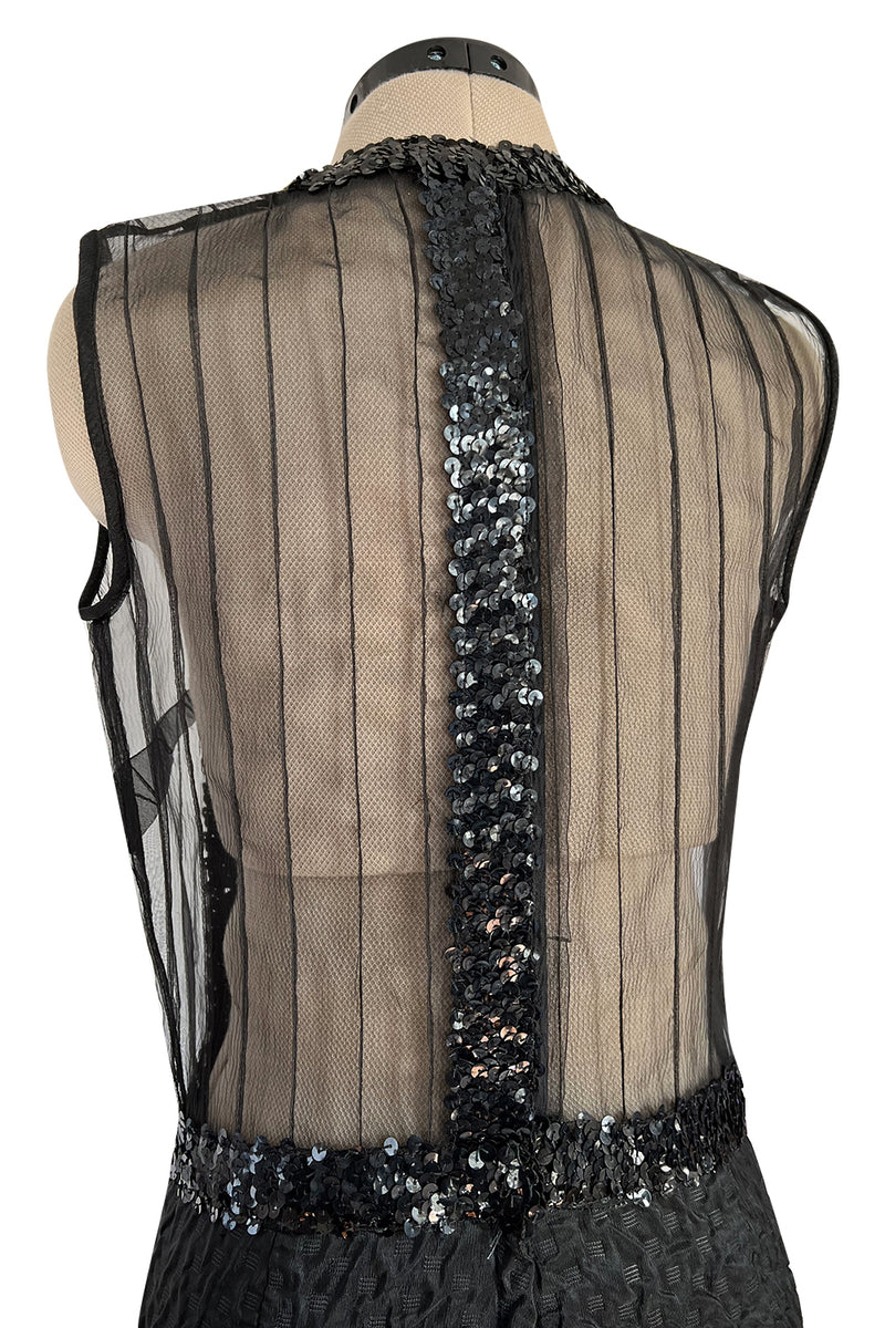 Amazing 1960s Jean Varon Sheer Sequin Bodice Jumpsuit w Wide Textured Pants