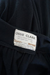 c.1969-1970 Ossie Clark Black 'Graduation' Front Plunge Dress