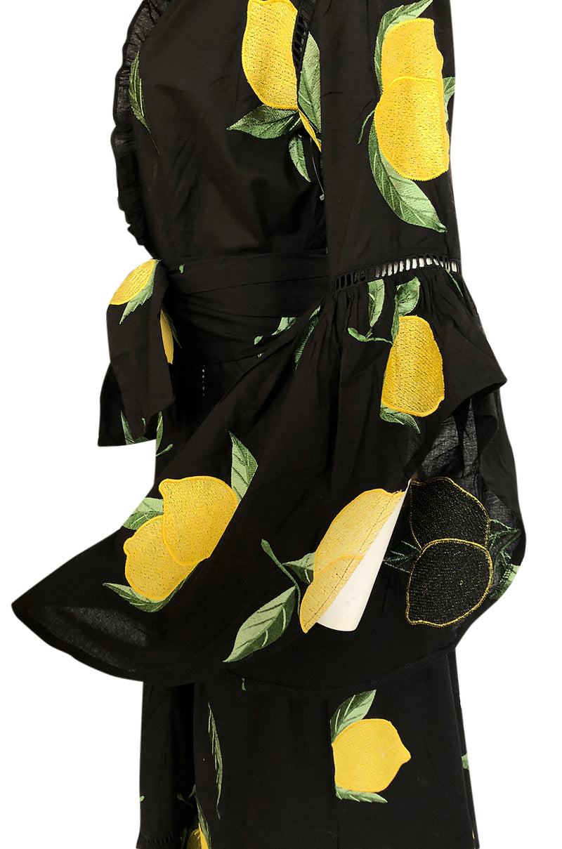 Recent We Are Leone "Amalfi Lemon" Wrap Dress Kimono Cover Up