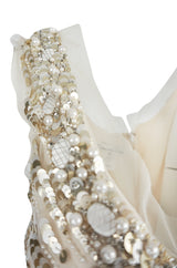 Resort 2008 Oscar de la Renta Runway Muted Gold Paillette & Beaded Dress on Silk Net