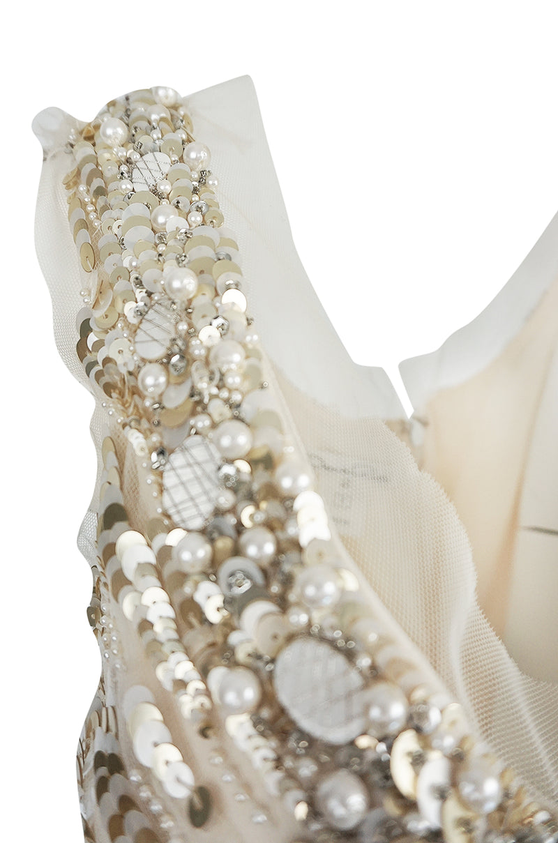 Resort 2008 Oscar de la Renta Runway Muted Gold Paillette & Beaded Dress on Silk Net