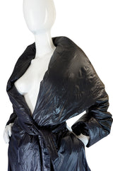 1980s OMO Norma Kamali Black Sleeping Bag Coat with Hood