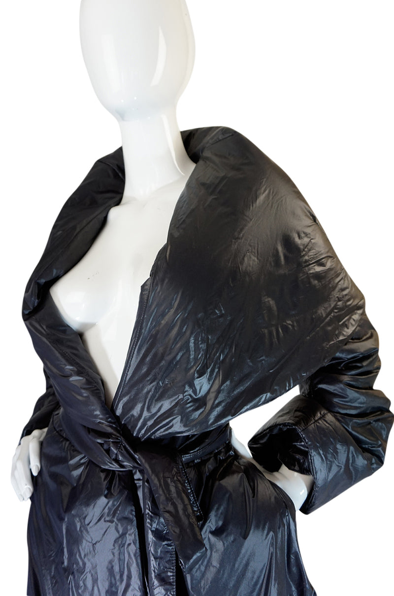 1980s OMO Norma Kamali Black Sleeping Bag Coat with Hood