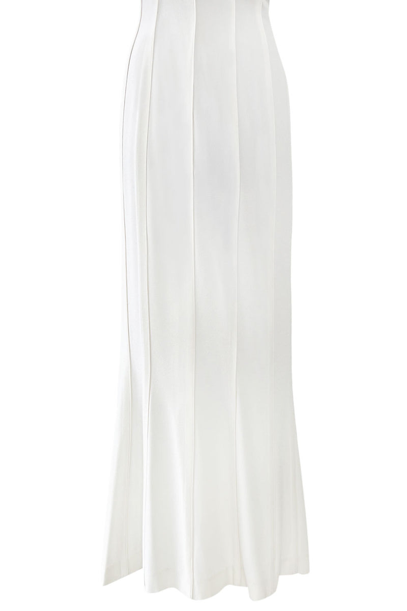 Instantly Recognizable Spring 1992 Valentino Strapless All White Vertical Paneled Dress