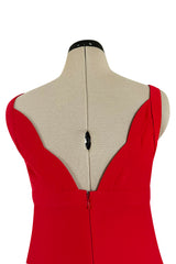 Fabulous Fall 2012 Valentino Red Silk Crepe Jersey Dress w Deep Scalloped Front Plunge