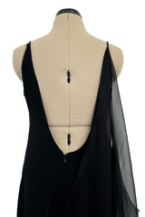 Spring 2000 Valentino Black Silk Dress w Shocking Sequin & Net Side Panel