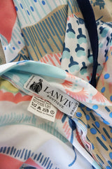 1970s Lanvin Pastel Scenic Printed Jersey Maxi Dress