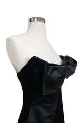 Spring 1996 Vivienne Westwood Bow Front Black Silk Satin Strapless Corset Dress