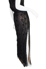 1970s Fine Lace Sexy James Galanos Couture Slip Dress