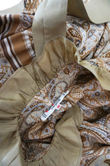 1970s Print Yves Saint Laurent Silk Trim Skirt & Top Set