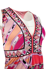 Recent 2000s Emilio Pucci Sleeveless Pink Printed Silk Jersey Dress New w Tags