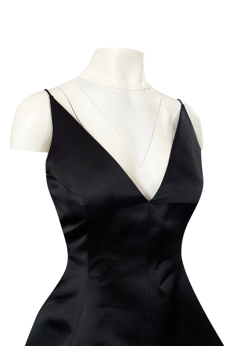 Fall 2014 Christian Dior by Raf Simons Micro Mini Black Silk Satin Dress