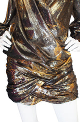 F/W 2013 Balmain Gold Print Lame Mini Dress